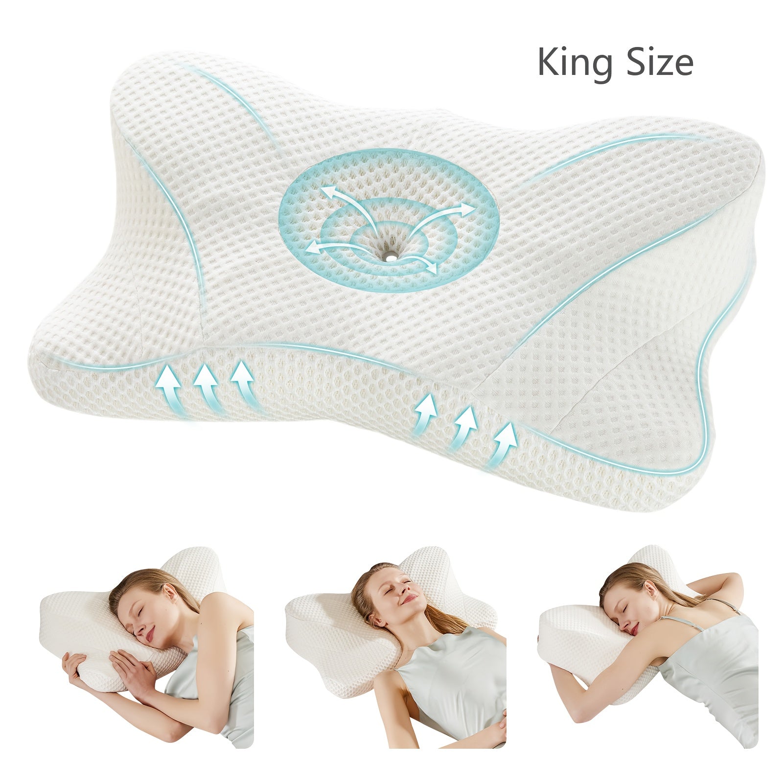 Cervical Neck Pillow, Ergonomic Contour Neck Pillows, Memory Foam Orthopedic Bed Pillow For Side Back Stomach Sleeper, Neck Pillow With Cooling Pillowcase