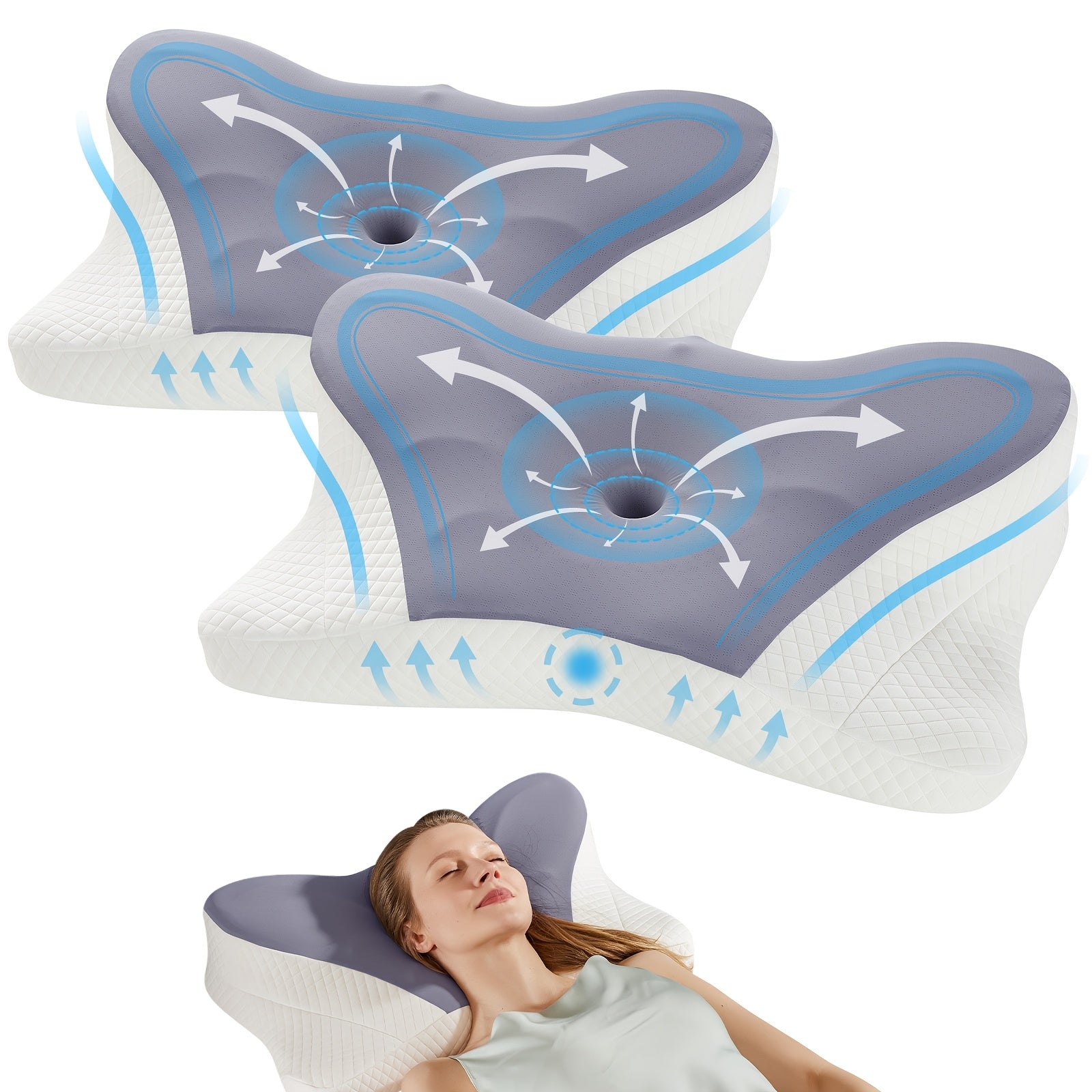Cervical Neck Pillow, Ergonomic Contour Neck Pillows, Memory Foam Orthopedic Bed Pillow For Side Back Stomach Sleeper, Neck Pillow With Cooling Pillowcase