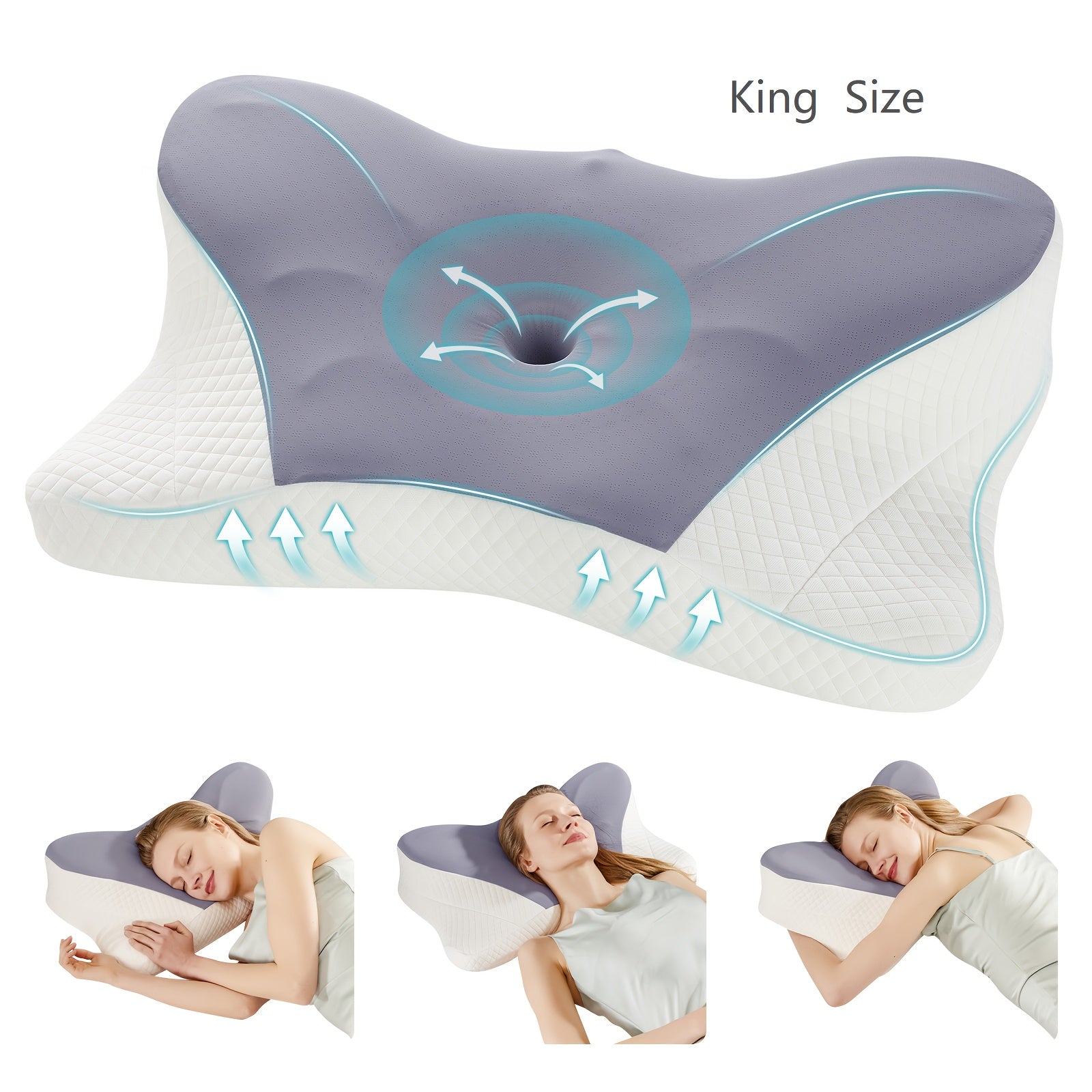 Cervical Neck Pillow, Ergonomic Contour Neck Pillows, Memory Foam Orthopedic Bed Pillow For Side Back Stomach Sleeper, Neck Pillow With Cooling Pillowcase