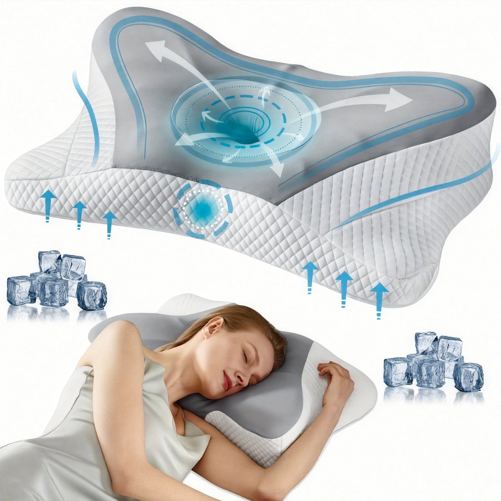 Cervical Neck Pillow, Ergonomic Contour Neck Pillows, Memory Foam Orthopedic Bed Pillow For Side Back Stomach Sleeper, Neck Pillow With Cooling Pillowcase