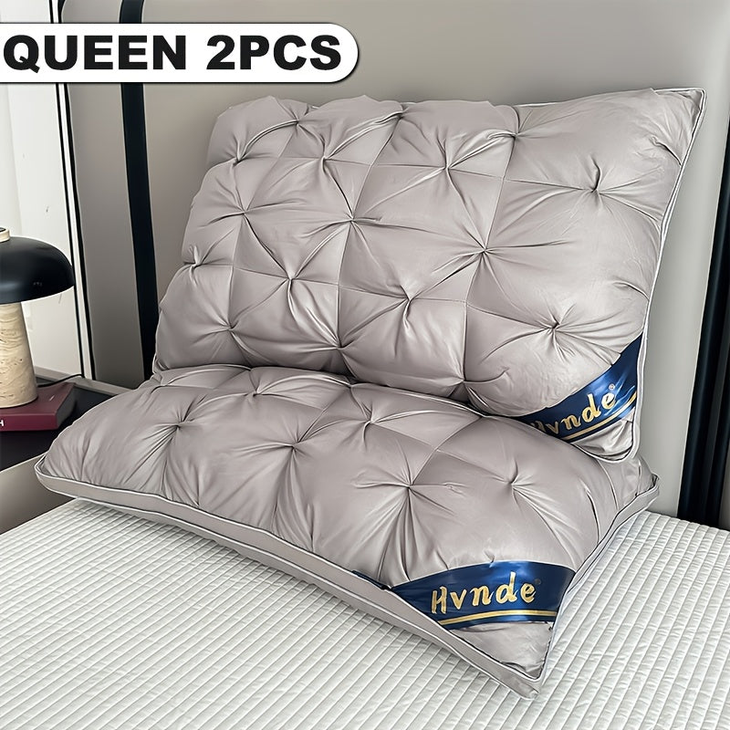 2pcs Luxury 5-Star Hotel Quality Pillows, Deep Sleep Neck Support, Non-Collapse High Pillow Core for All Seasons, Hypoallergenic Polyester Cover, Modern Pillow Design|Soft Texture Finish, Pillows for Sleeping, Cooling Pillows, Neck Pillow, Gift