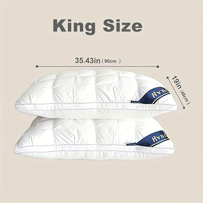 2pcs Luxury 5-Star Hotel Quality Pillows, Deep Sleep Neck Support, Non-Collapse High Pillow Core for All Seasons, Hypoallergenic Polyester Cover, Modern Pillow Design|Soft Texture Finish, Pillows for Sleeping, Cooling Pillows, Neck Pillow, Gift