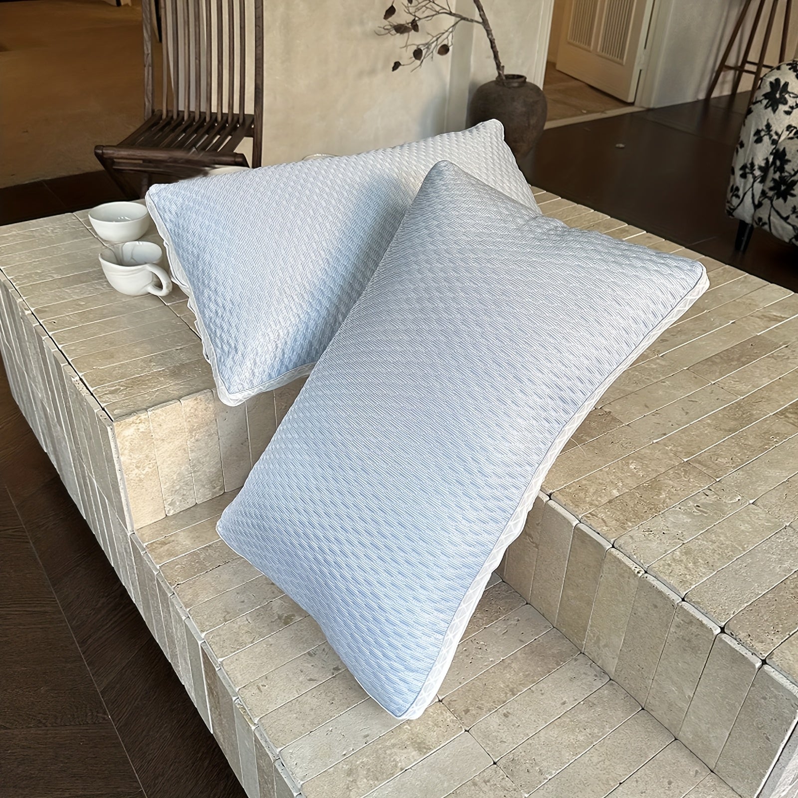 Set of 2 Cold Sleep Pillows, Soft And Cozy for Sleep Protection, Hotel-Grade Pillow, Ideal for Home Use, Neck Support Pillow for Student Dorms